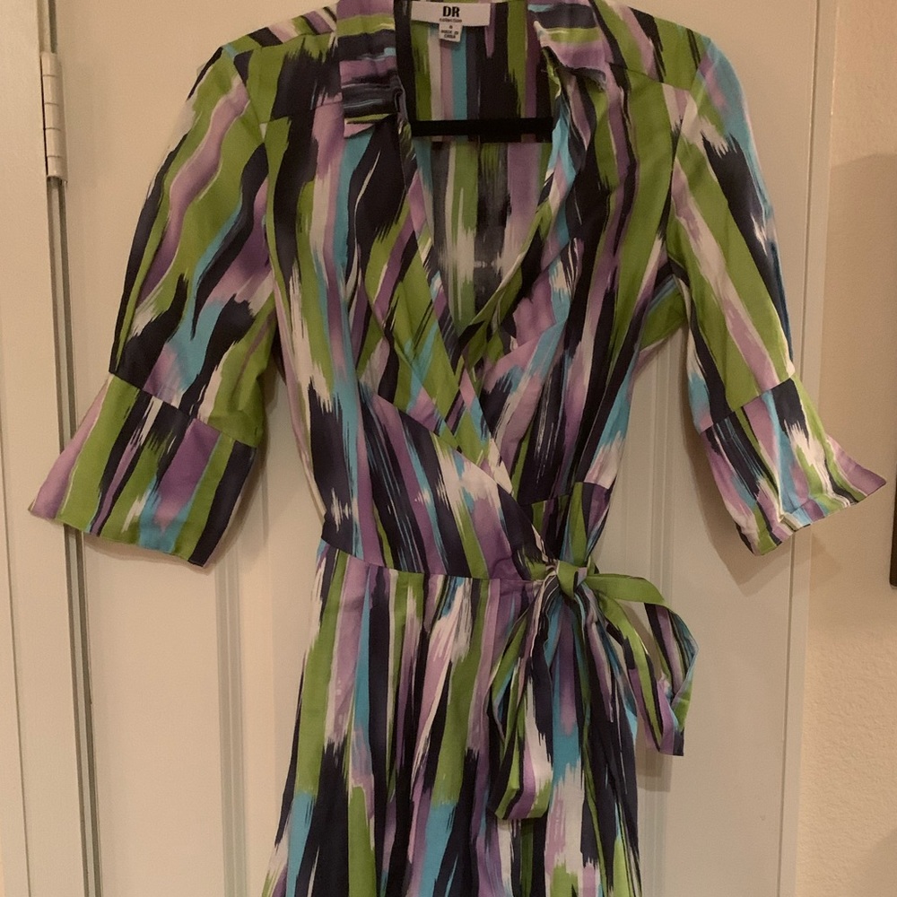 Multicolored wrap shirt dress